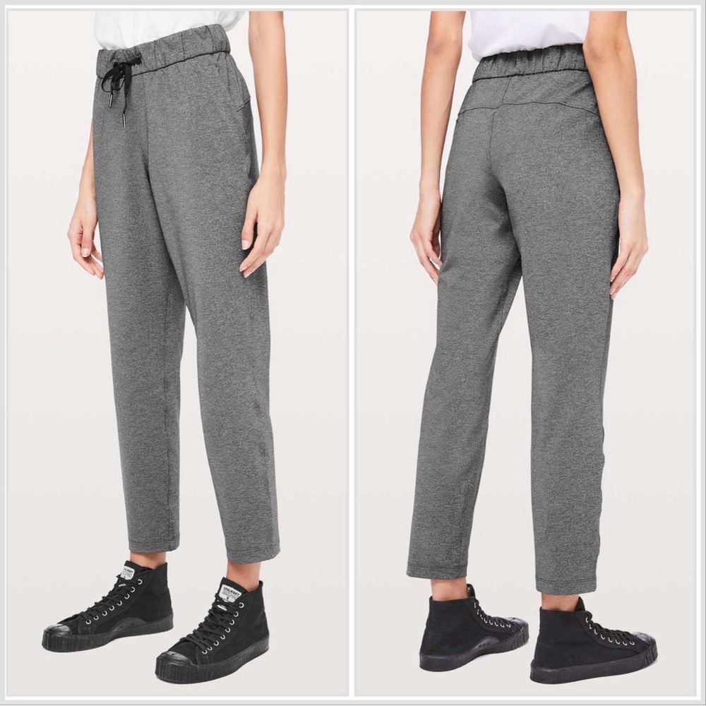 Lululemon Women’s‎ On The Fly Pant 27" Heathered Black/Gray 6 MISSING DRAWSTRING